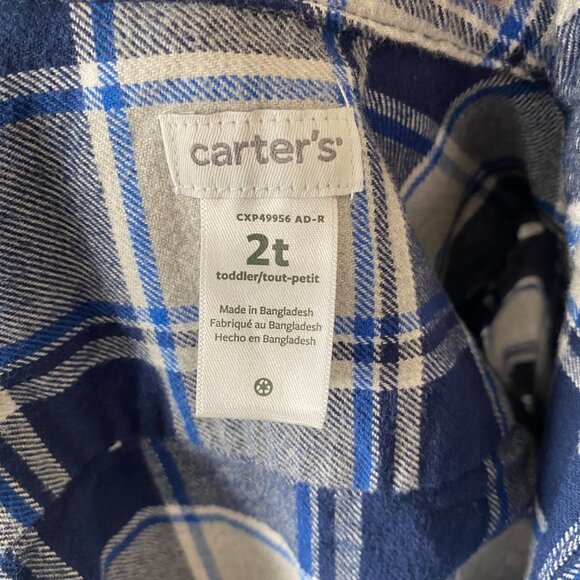 Carter’s Blue & Gray Plaid Flannel Shirt – Size 2T - Picture 3 of 3